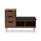 Baxton Studio Arielle Walnut Wood 3-Drawer Shoe Storage Bench with Two Open Shelves 129-6462 - alternate 2